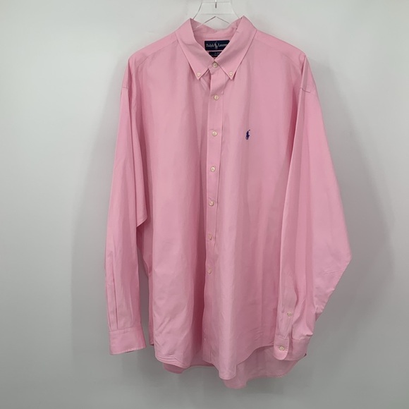 Polo Ralph Lauren button down shirt pink embroidery polo player cotton men XXL - Picture 1 of 5